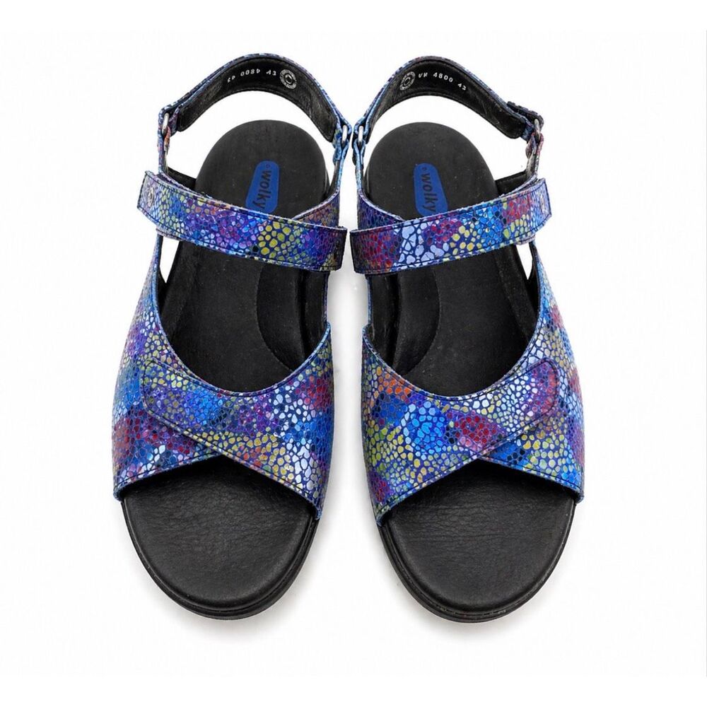 Wolky Comfort Sandals EU 43 Multicolor Leather Strappy Walking Shoes